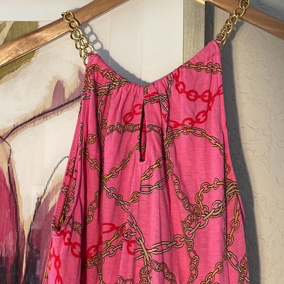 NY&C Pink Halter Tank Top Gold Chain Print Mobwife - Picture 3 of 5
